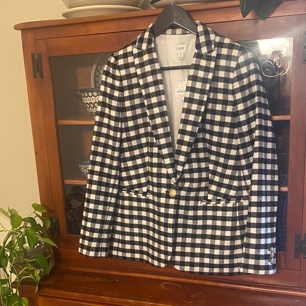 J. Crew Black and White Plaid Blazer